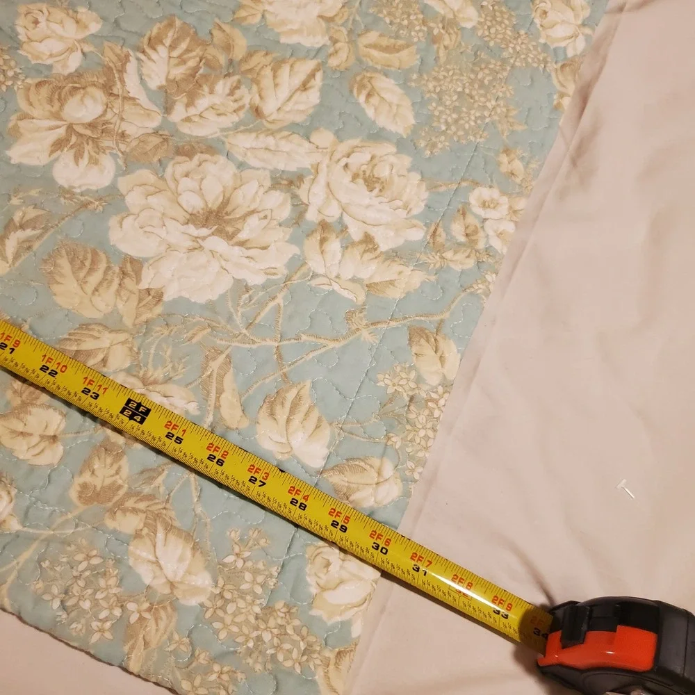 Laura Ashley Quilted Floral Pillow Sham Blue Green Roses Standard Cottagecore